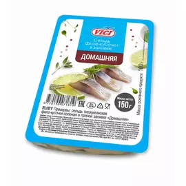 Сельдь филе-кусочки Vici в пряной заливке Домашняя, 150 г