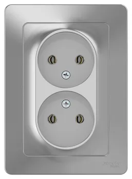 Розетка Schneider Electric Blanca, скрытый монтаж, 2-х постовая, 16A, в сборе, IP20, алюминий (BLNRS000023)