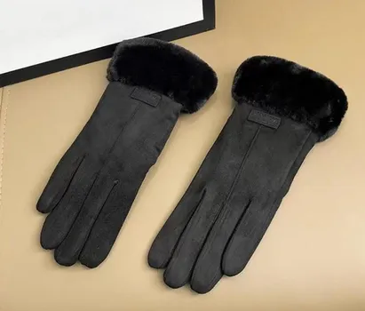 Warm Suede Gloves for Autumn and Winter Women Plus Velvet Padded Touch Screen Cycling Driving Cold Korean Cute Cotton Gloves. average size