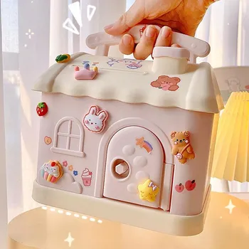 Милый домик-копилка с 3D-наклейкой Kawaii Копилка для детей и взрослых, большой размер, копилка для монет, банкнот, подарок на день рождения one size синий