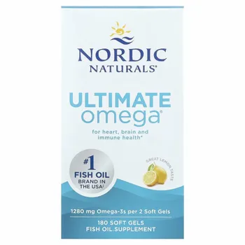 Nordic Naturals, Ultimate Omega, со вкусом лимона, 640 мг, 180 капсул