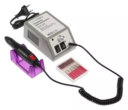 Машинка для маникюра Luazon Lmh-02, 10-12 Вт, 6 насадок, 20000 об/мин, серая