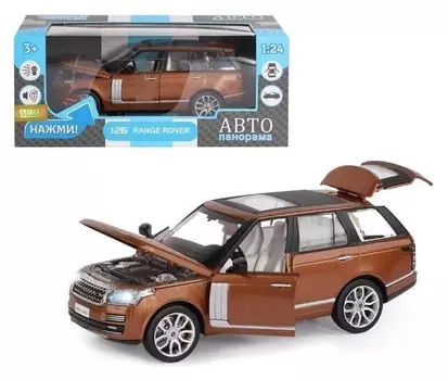 Машина металлическая Range Rover, 1:26, открываются двери, капот, багажник, световые и звуковые эффекты, цвет оранжевый