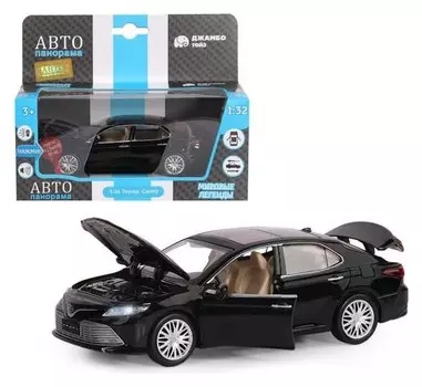 Машина металлическая Toyota Camry, 1:32,инерц, световые и звуковые эффекты, открываются двери, цвет чёрный