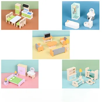 Wooden Small Furniture Children S Play House Simulation Home Set Doll Room Scene Decoration Mini Small Toys