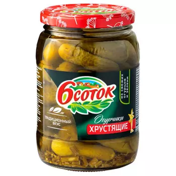 Огурцы 6 соток 720г хрустящие ст/б