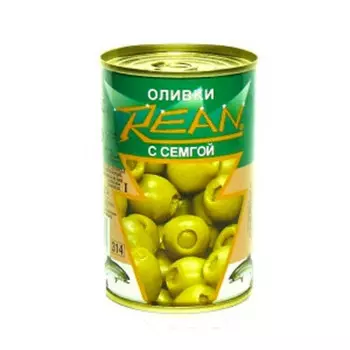Оливки реан 300г с семгой ж/б