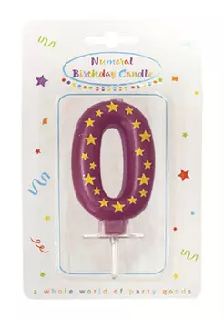 Свеча-цифра 0 Procos Party Essentials для торта 14см
