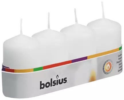 Свеча столбик Bolsius Белый 4 шт 6х4 см