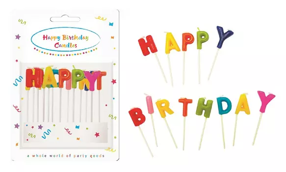 Свечи-буквы Procos Party Essentials Happy Birthday для торта