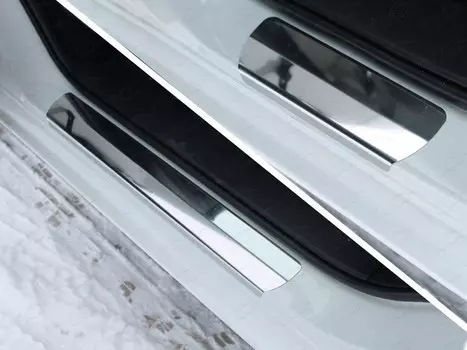 Накладки на пороги (лист зеркальный) ТСС MAZ615-03 для Mazda 6 (2015 - 2017)