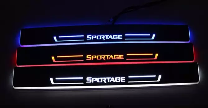 Накладки на пороги с подсветкой LED для KIA Sportage IV 2016 -