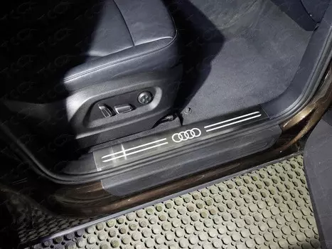 Накладки на дверные пороги (лист шлифованный логотип audi) Компания ТСС AUDIQ513-10 Audi Q5 2008 - 2016