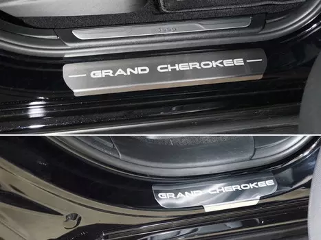 Накладки на дверные пороги (лист шлифованный надпись Grand Cherokee) 4шт Компания ТСС GRCHER17-05 Jeep Grand Cherokee 2018-