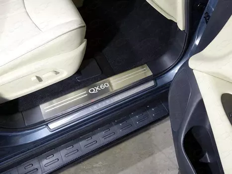 Накладки на дверные пороги (лист шлифованный надпись QX 60) Компания ТСС INFQX6016-04 Infiniti QX60 2016-