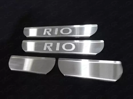 Накладки на дверные пороги (лист шлифованный надпись RIO) Компания ТСС KIARIO15-06 KIA Rio III 2015 - 2016