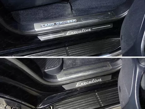 Накладки на дверные пороги (лист шлифованный с надписью) 4 шт (LC200 Executive) Компания ТСС TOYLC200EX16-18 Toyota Land Cruiser J200 2015-