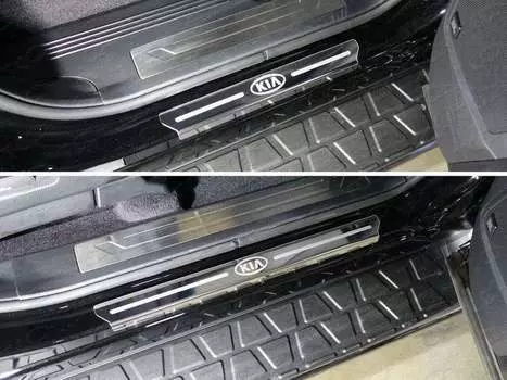 Накладки на дверные пороги (лист зеркальный логотип Kia) 4шт Компания ТСС KIAMOH17-08 KIA Mohave 2016-