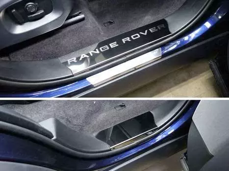 Накладки на дверные пороги (лист зеркальный надпись Range Rover) Компания ТСС LRRRSP15-03 Land Rover Range Rover Sport 2014-
