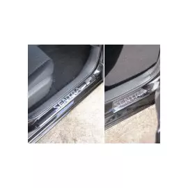 Накладки на дверные пороги (лист зеркальный надпись SENTRA) Компания ТСС NISSEN15-06 Nissan Sentra 2014 - 2016