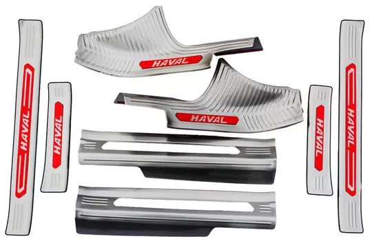 Накладки на дверные пороги (нержавеющая сталь) для Haval H6 2014 - 2019