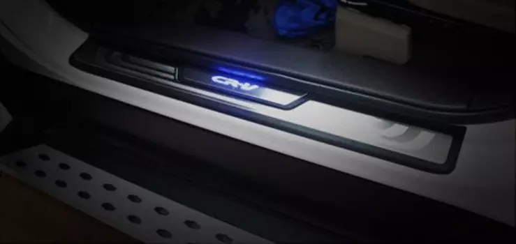 Накладки на дверные пороги с логотипом и LED подсветкой (нержавеющая сталь) JMT 24338 Honda CRV 2012 - 2016