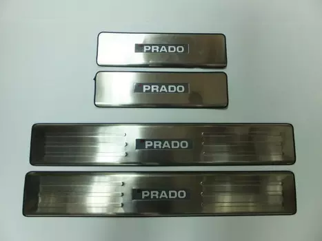 Накладки на дверные пороги с логотипом и LED подсветкой (нержавеющая сталь) JMT 24353 Toyota Land Cruiser Prado J150 2009 -