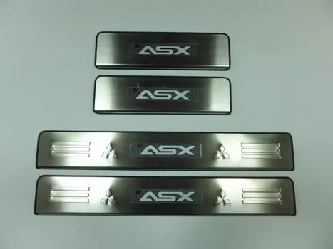 Накладки на дверные пороги с логотипом и LED подсветкой (нержавеющая сталь) JMT 24372 Mitsubishi ASX 2010 - 2015