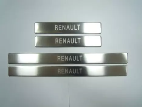 Накладки на дверные пороги с логотипом (нержавеющая сталь) JMT 24492 Renault Logan I 2004 - 2014