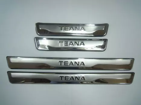 Накладки на дверные пороги с логотипом (нержавеющая сталь) JMT 24526 Nissan Teana 2014 - 2016