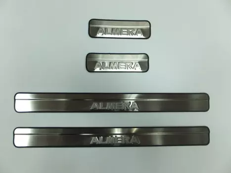 Накладки на дверные пороги с логотипом (нержавеющая сталь) JMT 24529 Nissan Almera (G15) 2012 -
