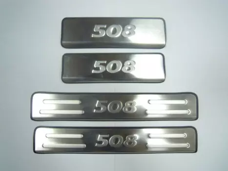 Накладки на дверные пороги с логотипом (нержавеющая сталь) JMT 24537 Peugeot 508 2011 - 2015