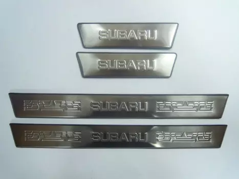 Накладки на дверные пороги с логотипом (нержавеющая сталь) JMT 24549 Subaru Outback 2014 -