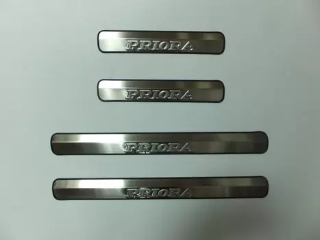 Накладки на дверные пороги с логотипом (нержавеющая сталь) JMT 26836 Lada Priora 2007 - 2013