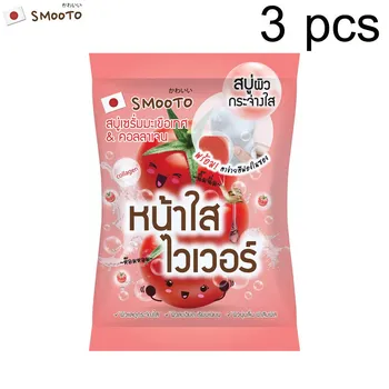 Smooto Томатное коллагеновое отбеливающее мыло-сыворотка 60 г. x 1/3/6 шт. - Тайский уход за кожей 60 g.