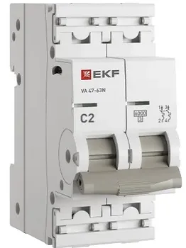 Автоматический выключатель EKF M636202C 2P 2А (C) 6кА ВА 47-63N PROxima
