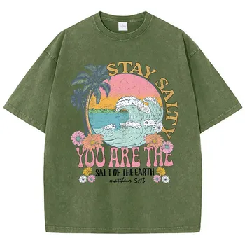 Футболка Stay Salty You Are The Salt Of The Earth женская уличная дышащая футболка с круглым вырезом и коротким рукавом простая свободная футболка S