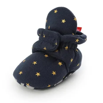 Новые детские носки, обувь Star Toddler First Walkers, пинетки из хлопка, удобные, мягкие, нескользящие, теплые, для младенцев, мальчиков и девочек 11cm розовый