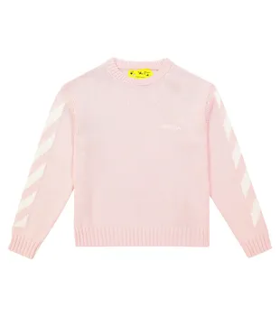 Хлопковый свитер со стрелками Off-White Kids, розовый
