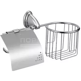 Держатель для туалетной бумаги, с корзинкой, металл, хром, Solinne, Classic, 2512.003