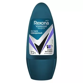 Дезодорант Rexona, Ультраневидимый, для мужчин, ролик, 50 мл