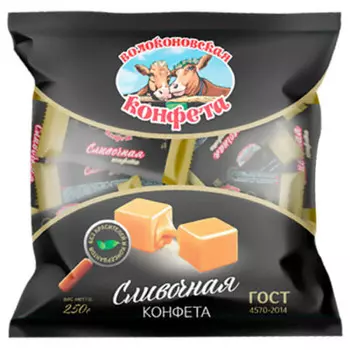 Конфеты волоконовская конфета 250 г сливочная неглазированная