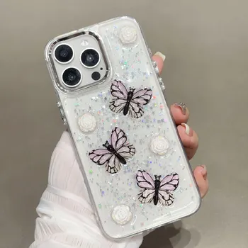 Бутиковый трехмерный чехол для мобильного телефона Crystal Butterfly для Apple IPhone16Plus/15ProMax/14/13/12 iPhone 11