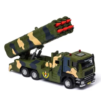 Масштаб 1/50, военная ракетная установка, литая под давлением модель игрушки, игрушечный автомобиль с откатным механизмом со звуком и светом для детей, коллекция подарков для мальчиков и девочек 1/50-19.5x13.5x5.5cm