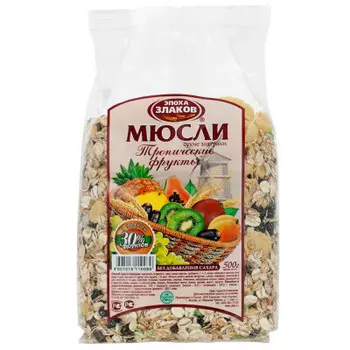 Мюсли эпоха злаков 500 г тропические фрукты люкс версия