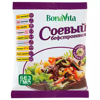 Мясо соевое бона вита бефстроганов 80 г