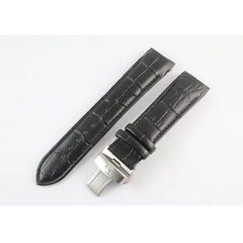 Серия COUTURIER 23 мм T035617A T035439A Серебряная пряжка-бабочка + натуральная кожа с изогнутым концом ремешок для часов браслет для T035 T035-23MM чёрный