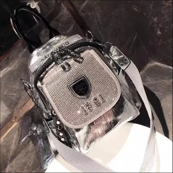 Горячий многоцелевой рюкзак Diamond, женский модный рюкзак, серебристый, мягкая кожа, сумка для отдыха и путешествий, школьный рюкзак чёрный