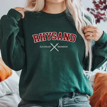 Толстовка Rhysand ACOTAR Толстовки Feyre and Rhysand Толстовка Velaris SJM Illyrian Member Пуловер Bookish Толстовка Женская одежда S чёрный
