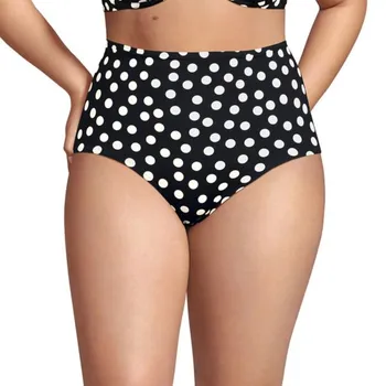 Плавки с высокой талией больших размеров Lands' End, цвет black white dots